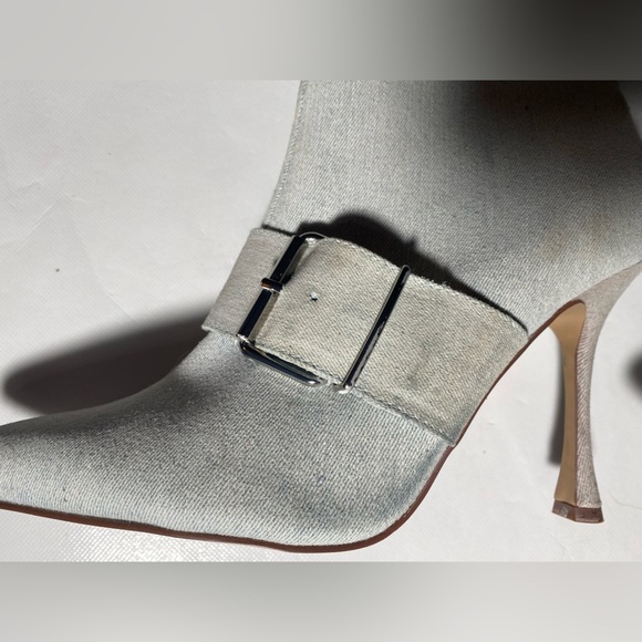 NEW-Size 9.5M Womens Steve Madden Zip Up Calf High Boots Stiletto Heel Blue Jean - Picture 5 of 11